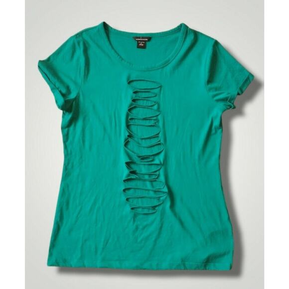 Moda International Tops - Moda International Distressed Cut Front Top Green Size Large